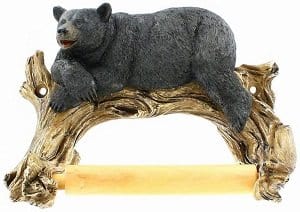 Black Bear Lounging Toilet Paper Holder Decorative Cabin Décor