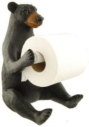  Black Bear Toilet Paper Holder, 11-inch