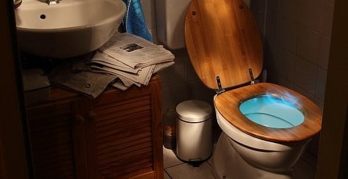 Yellow water in toilet bowl