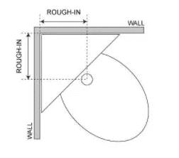 Corner toilet rough-in